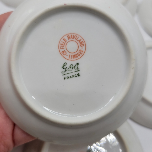 8 VTG Limoges France Porcelain Butter Pats | Pink Flowers, Gold Trim | 1900-1941 - Picture 8 of 11